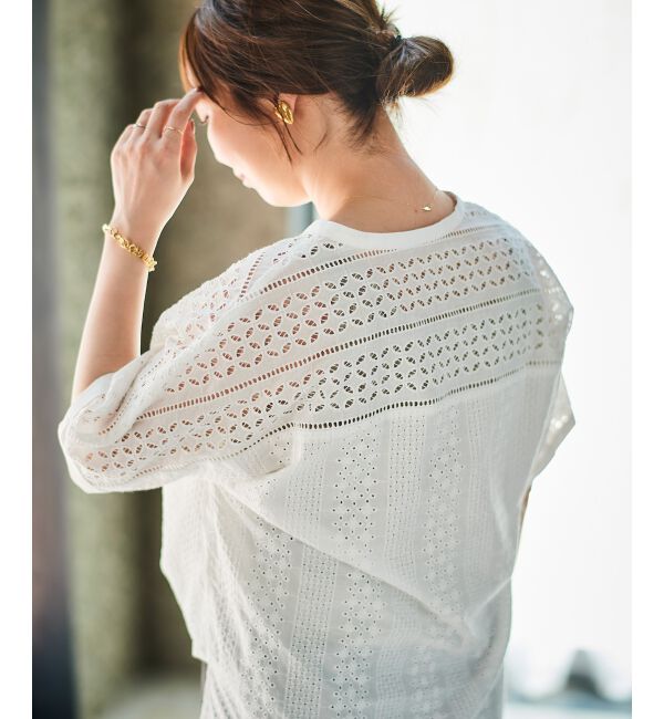 le.coeur blanc「《手洗い可能》カットワークレースドルマンブラウス」|シャツ・ブラウス|