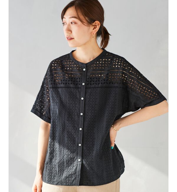 le.coeur blanc「《手洗い可能》カットワークレースドルマンブラウス」|シャツ・ブラウス|