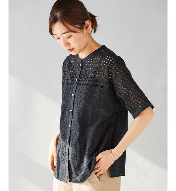 le.coeur blanc「《手洗い可能》カットワークレースドルマンブラウス」|シャツ・ブラウス|