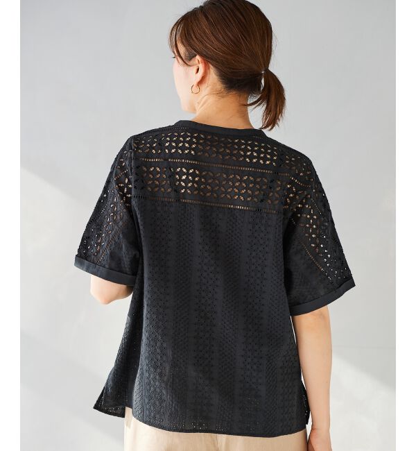 le.coeur blanc「《手洗い可能》カットワークレースドルマンブラウス」|シャツ・ブラウス|