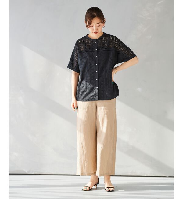 le.coeur blanc「《手洗い可能》カットワークレースドルマンブラウス」|シャツ・ブラウス|