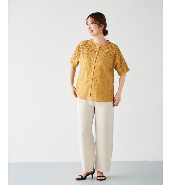 le.coeur blanc「《手洗い可能》カットワークレースドルマンブラウス」|シャツ・ブラウス|