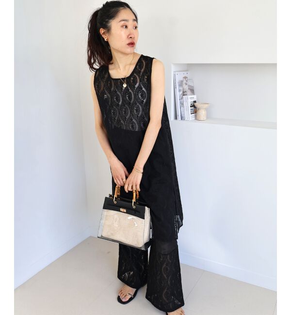  「vaneumレーススクエアネックトップス」|シャツ・ブラウス|