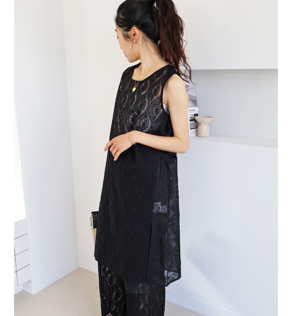  「vaneumレーススクエアネックトップス」|シャツ・ブラウス|