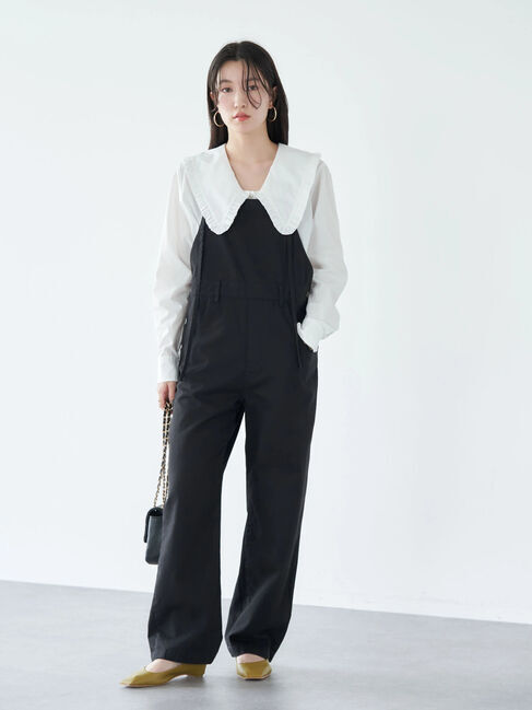 earth music&ecology「サイド釦付きサロペット」|その他|ブラック