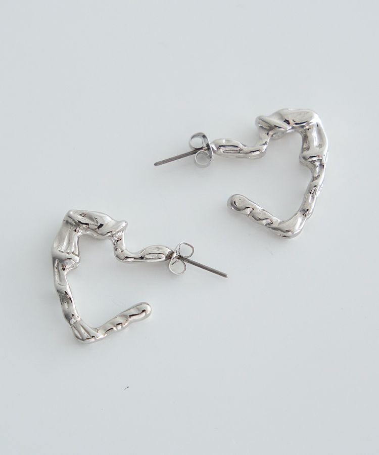 earth music&ecology「メタリックハートフープピアス」|ピアス|Silver