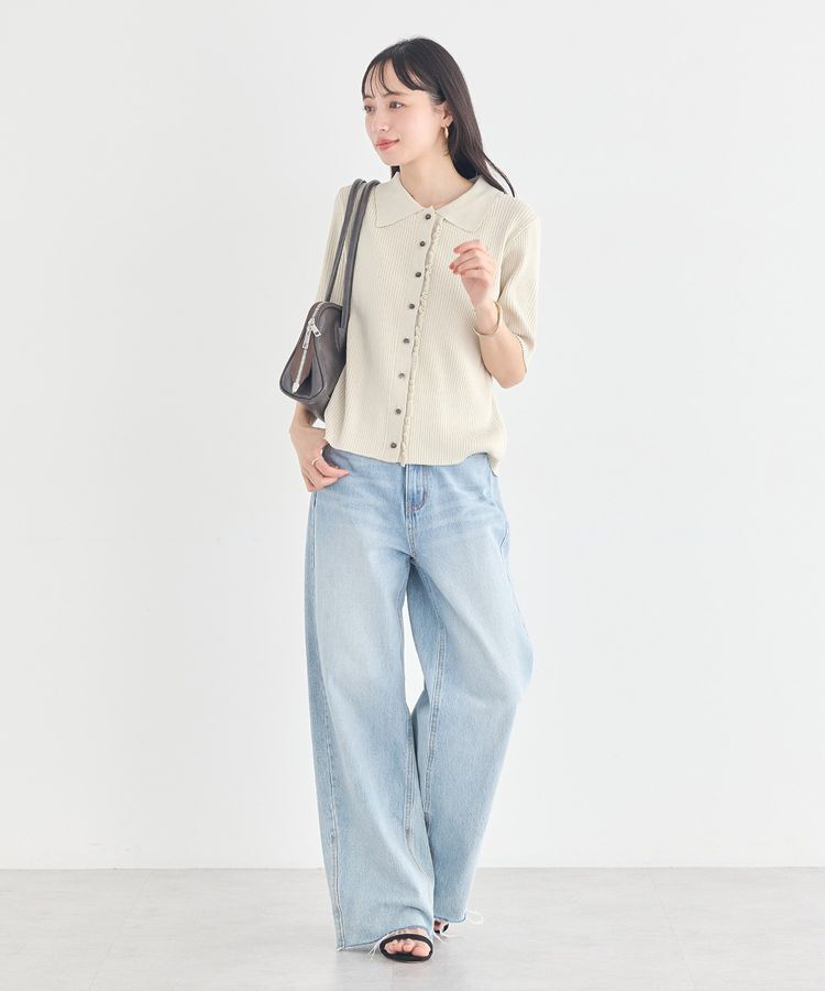 earth music&ecology「ミニフリルポロカーディガン」|カーディガン|