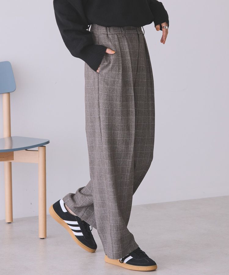 AMERICAN HOLIC「サイドゴム2タックパンツ」|その他|チェックブラウン