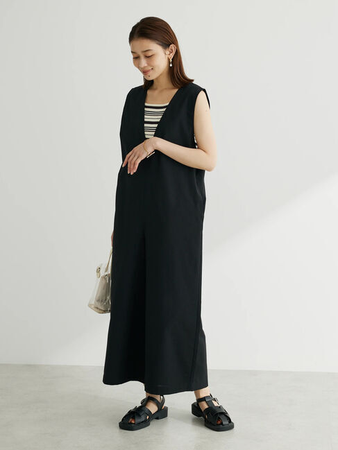  「綿麻混サロペット」|オールインワン|