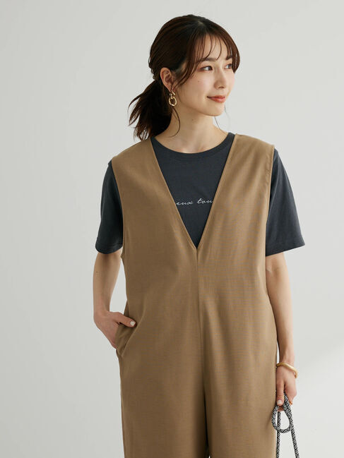  「綿麻混サロペット」|オールインワン|