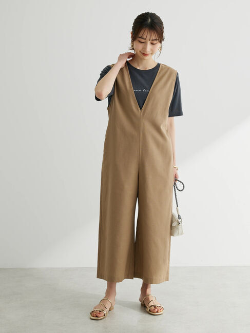  「綿麻混サロペット」|オールインワン|