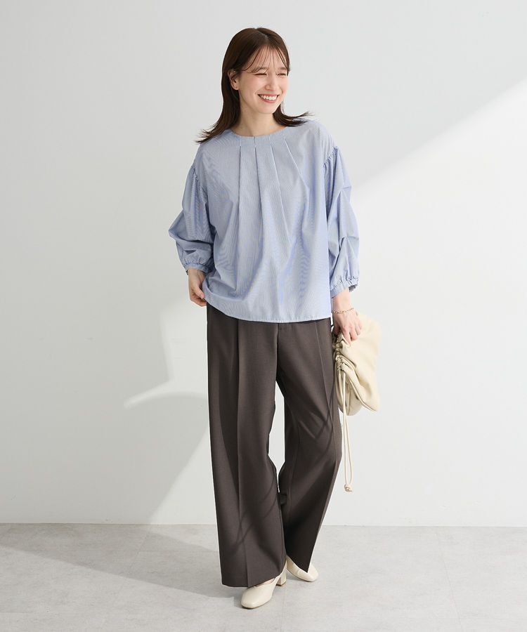 Green Parks「イージーケア袖タックブラウス」|シャツ・ブラウス|