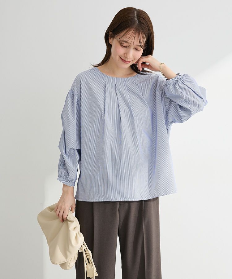 Green Parks「イージーケア袖タックブラウス」|シャツ・ブラウス|