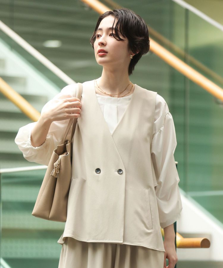 Green Parks「イージーケア袖タックブラウス」|シャツ・ブラウス|