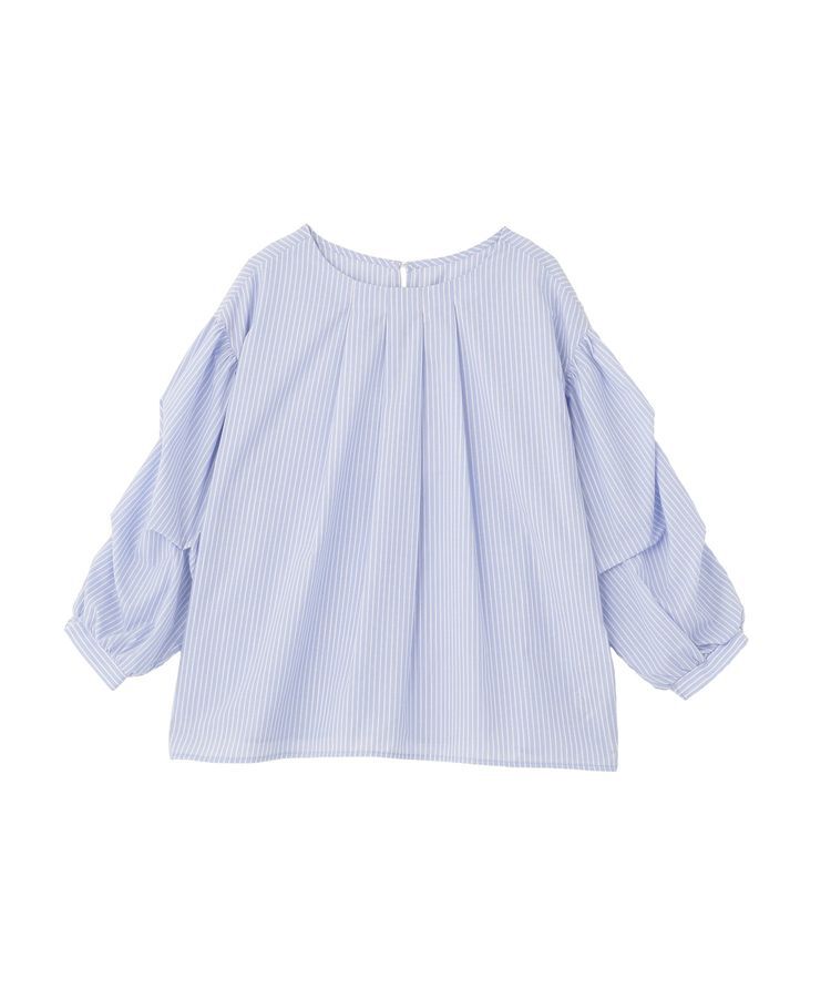 Green Parks「イージーケア袖タックブラウス」|シャツ・ブラウス|ストライプサックス