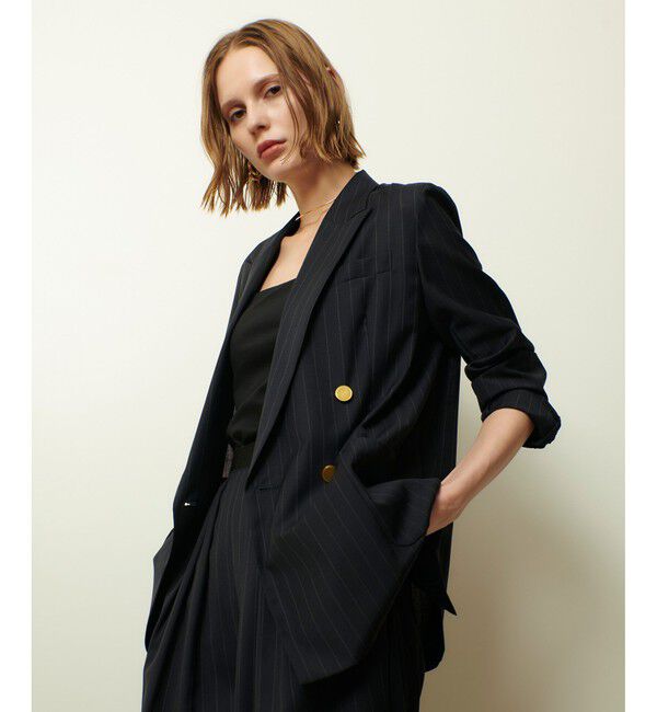 allureville「トリアセサイロピークドラペルジャケット」|テーラードジャケット|ネイビー