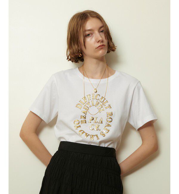 allureville「クラッキング箔ロゴT」|Tシャツ・カットソー|ゴールド