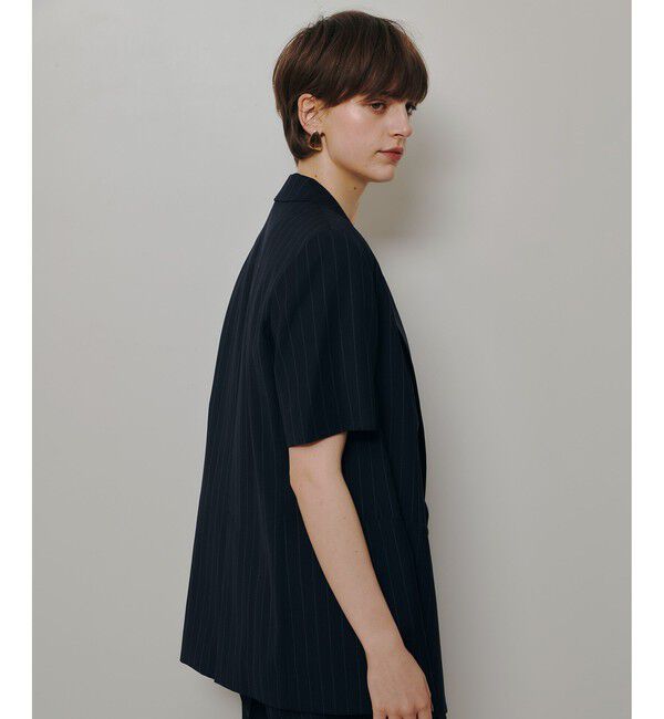 allureville「ＴＷストライプハーフスリーブジャケット」|テーラードジャケット|