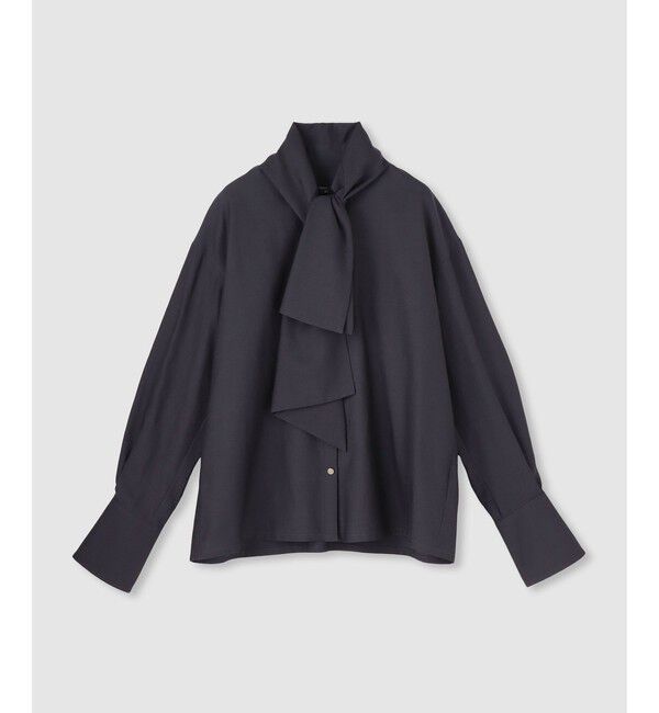 allureville「キュプラコットンビッグタイブラウス」|シャツ・ブラウス|チャコールグレー