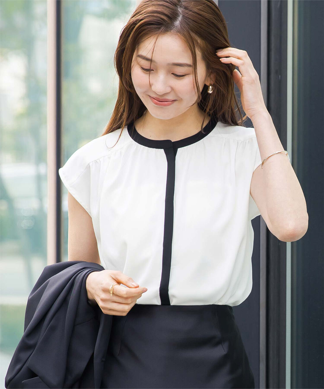 ur's「フレンチスリーブバンドカラーブラウス」|シャツ・ブラウス|