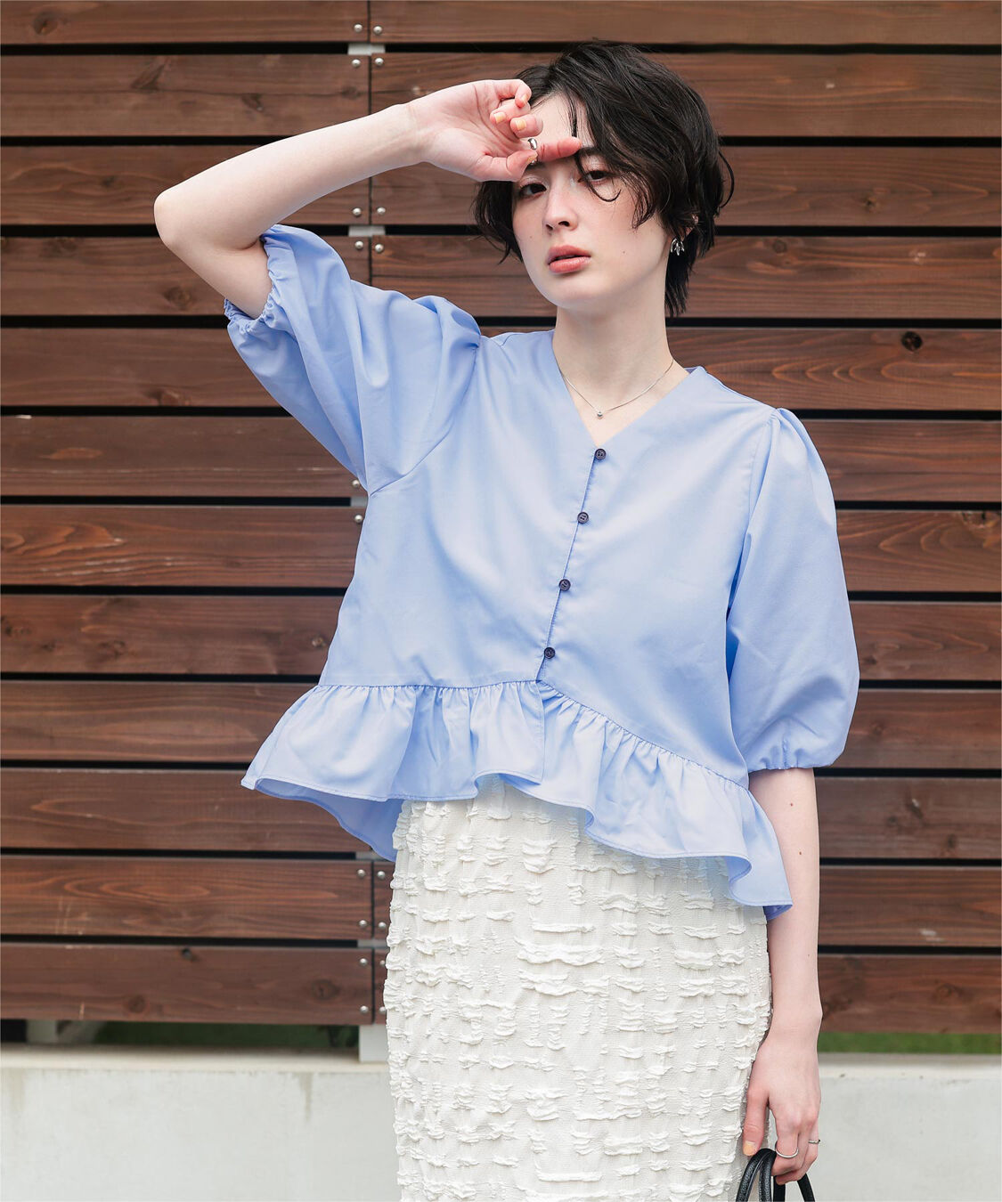 titivate「ペプラムギャザーパフスリーブブラウス」|シャツ・ブラウス|