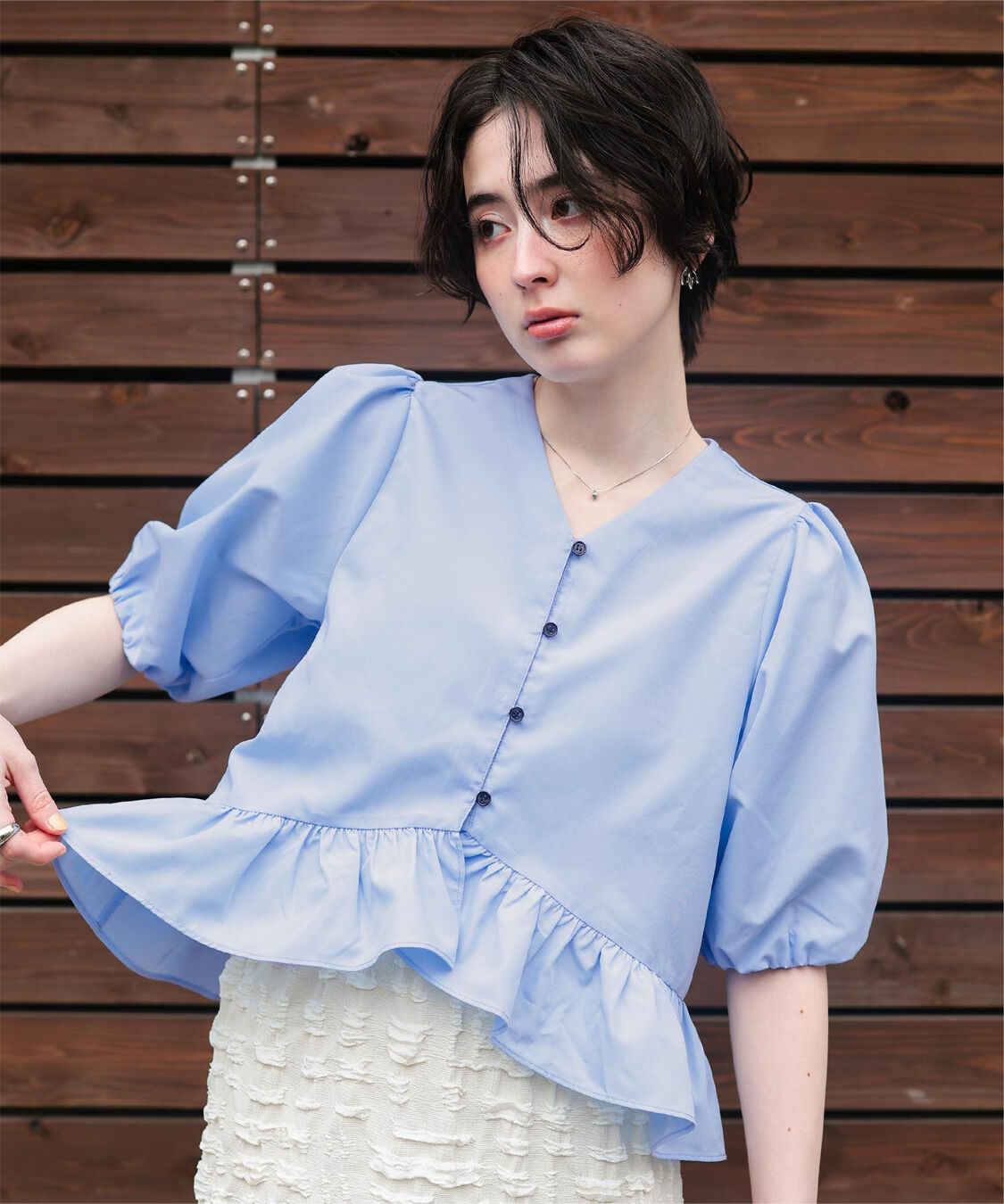 titivate「ペプラムギャザーパフスリーブブラウス」|シャツ・ブラウス|