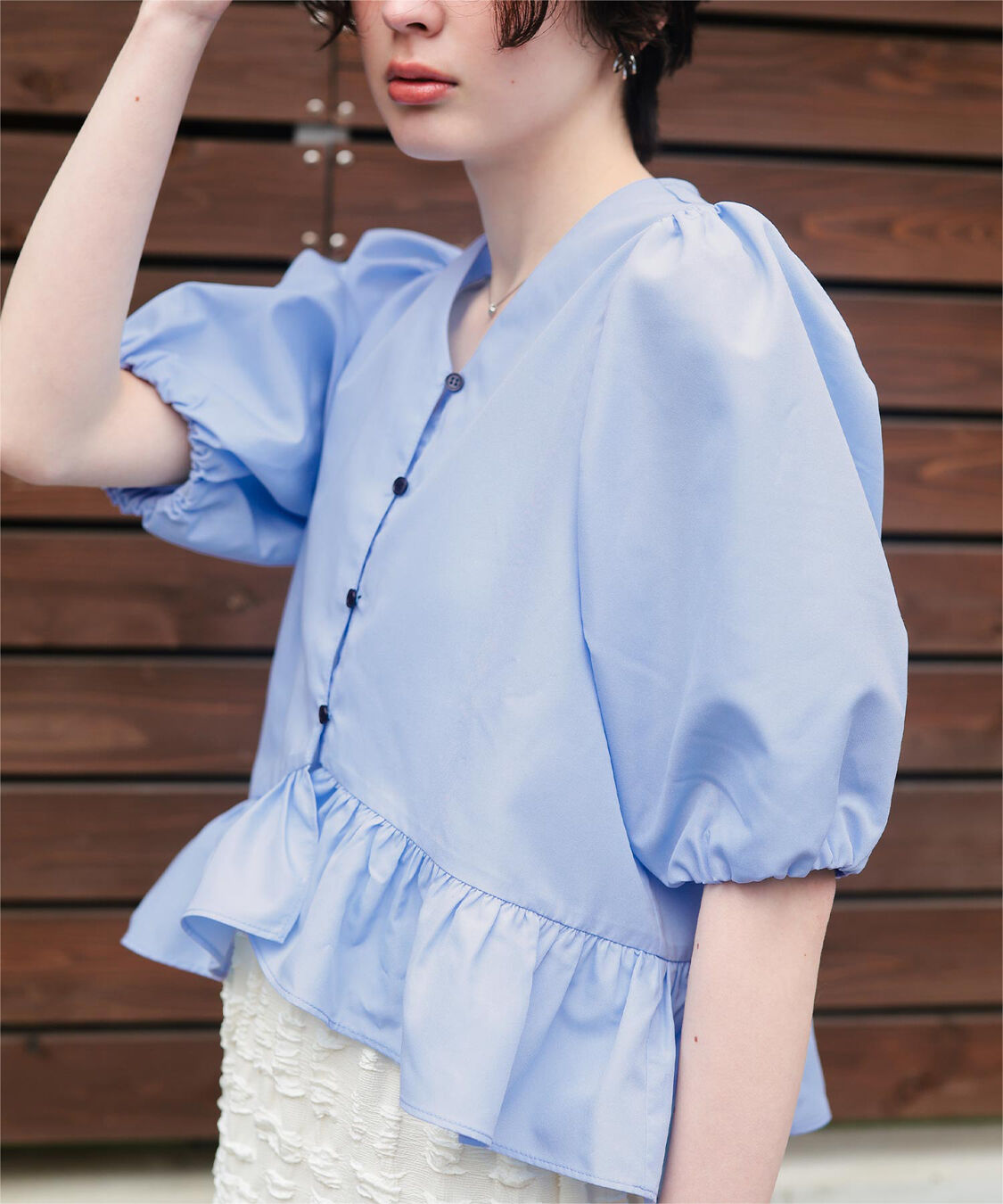 titivate「ペプラムギャザーパフスリーブブラウス」|シャツ・ブラウス|