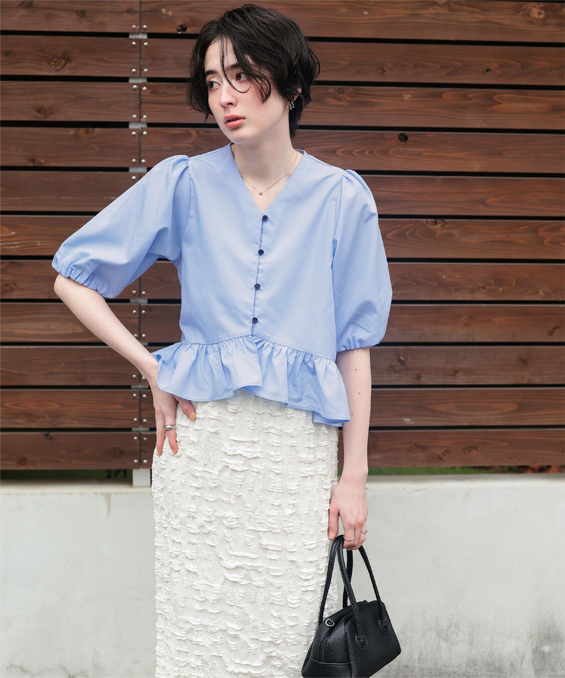 titivate「ペプラムギャザーパフスリーブブラウス」|シャツ・ブラウス|