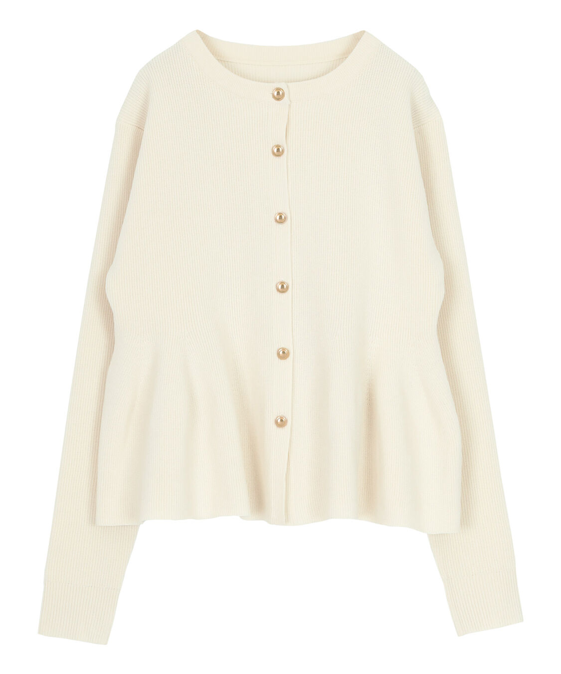 titivate「ゴールド釦ペプラムニットカーディガン」|ニット・セーター|