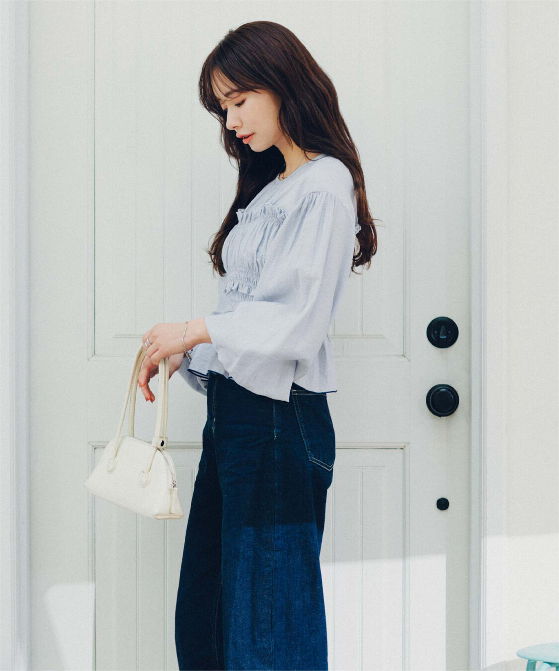 titivate「【赤埴奈津子さんコラボアイテム】シャーリングデザイントップス」|シャツ・ブラウス|