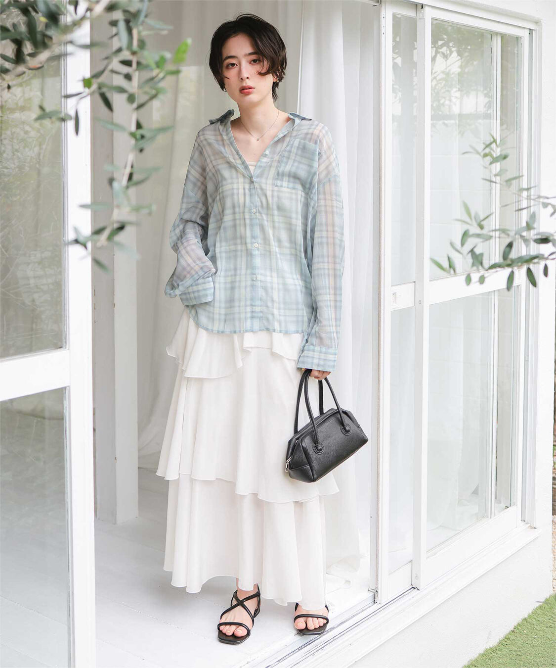 titivate「シアーチェックデザインシャツ」|シャツ・ブラウス|