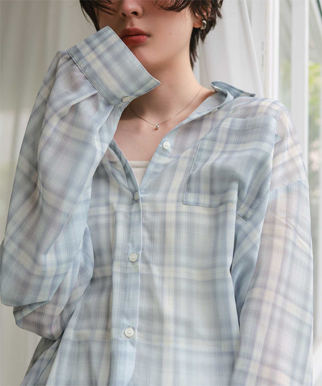titivate「シアーチェックデザインシャツ」|シャツ・ブラウス|