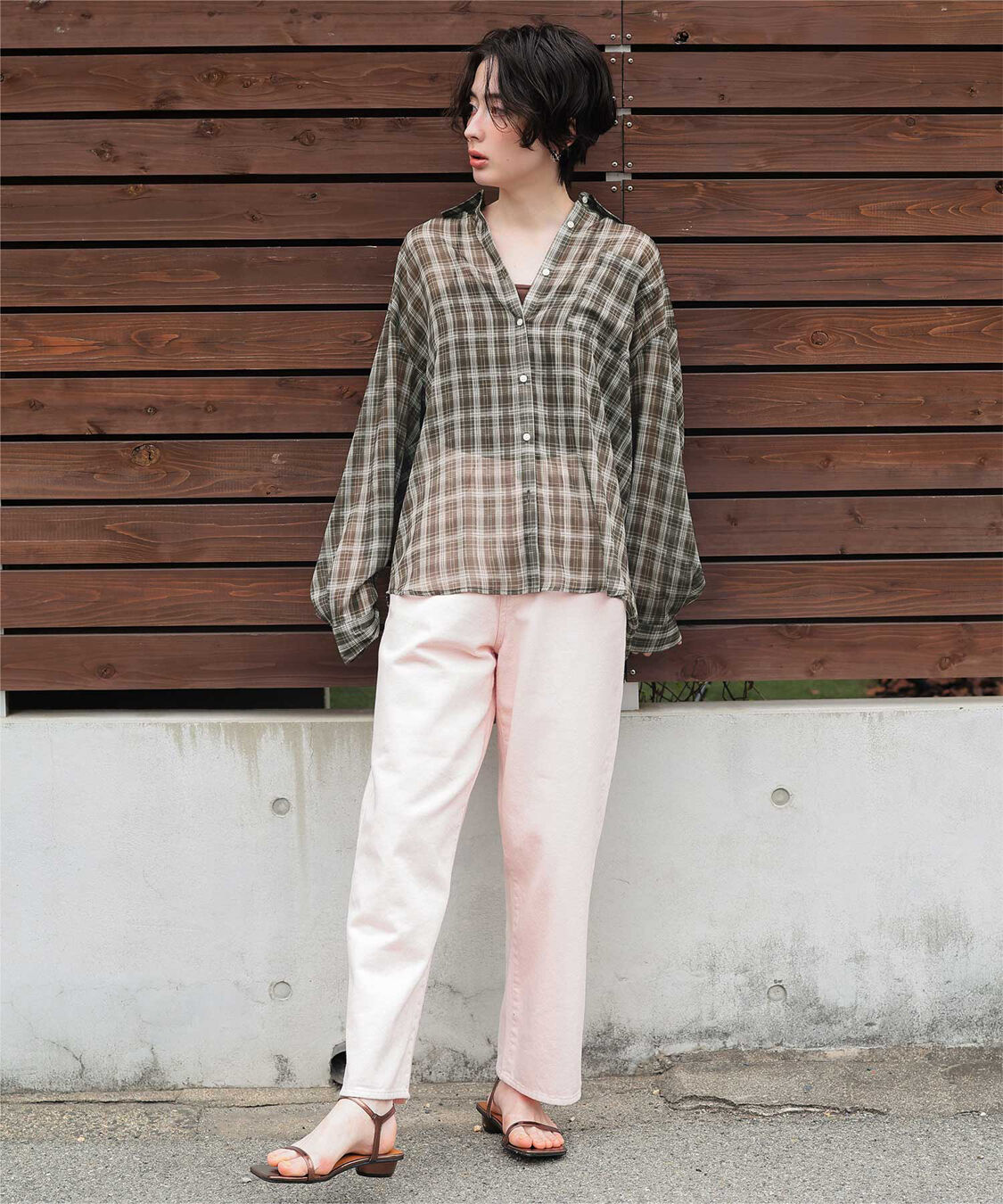 titivate「シアーチェックデザインシャツ」|シャツ・ブラウス|