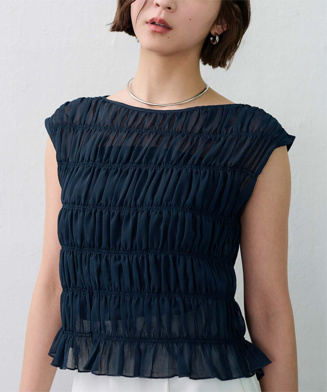 ur's「ノースリーブシャーリングブラウス」|シャツ・ブラウス|ネイビー