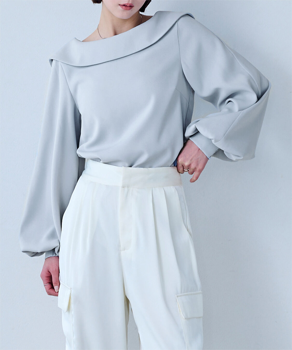 ur's「3wayワイド襟ブラウス」|シャツ・ブラウス|ブルー