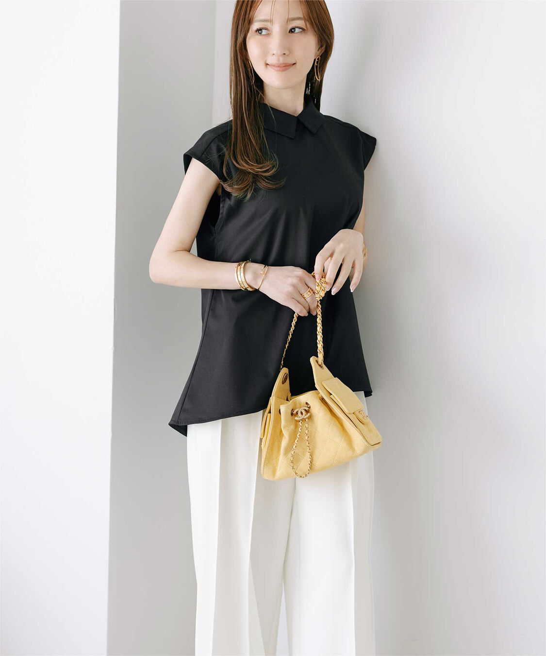 ur's「【星玲奈さんコラボアイテム】襟付フレアノースリーブブラウス」|シャツ・ブラウス|