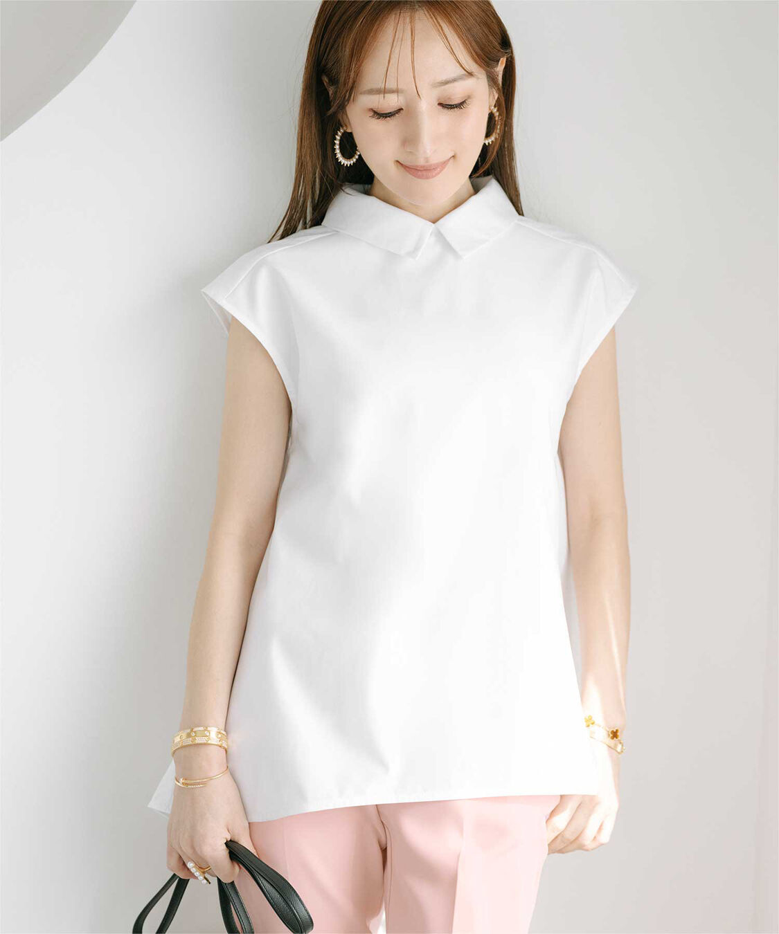 ur's「【星玲奈さんコラボアイテム】襟付フレアノースリーブブラウス」|シャツ・ブラウス|