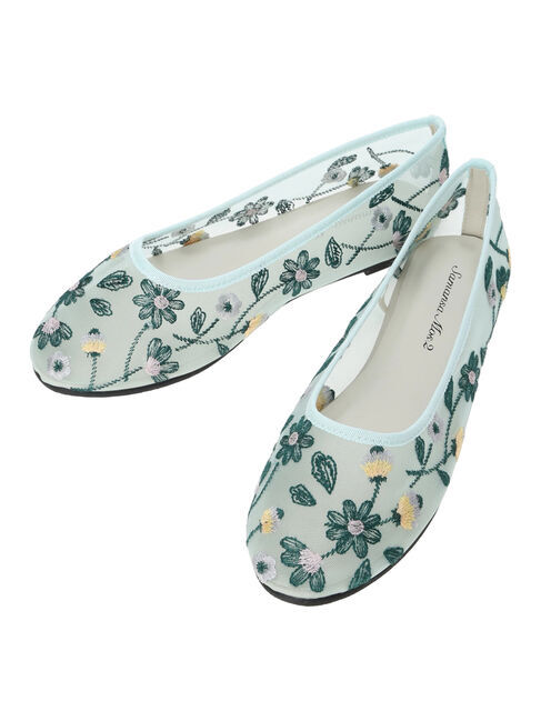 Samansa Mos2「花柄刺繍シアーシューズ」|ビジネス・ドレスシューズ|