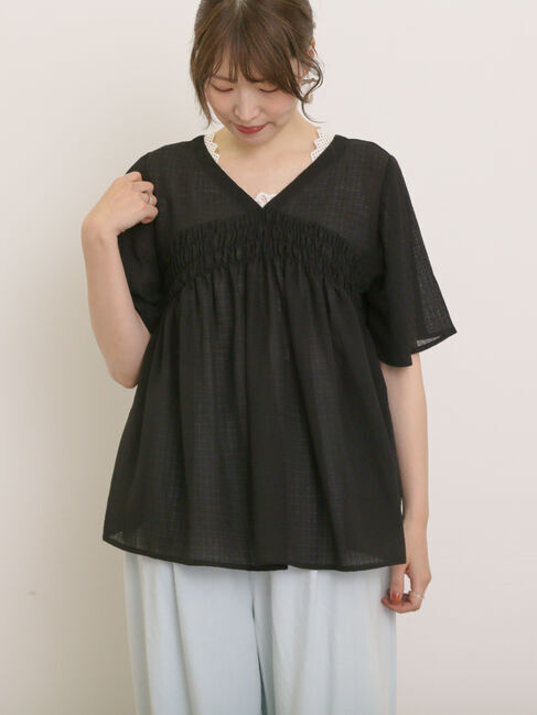 Samansa Mos2「◎2WAYシャーリングチュニック」|シャツ・ブラウス|