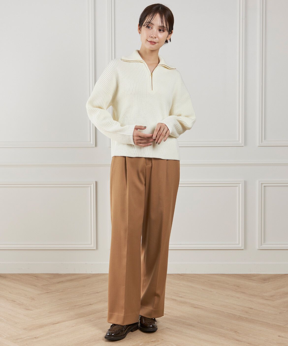 INED「ハーフジッププルオーバーニット」|ニット・セーター|