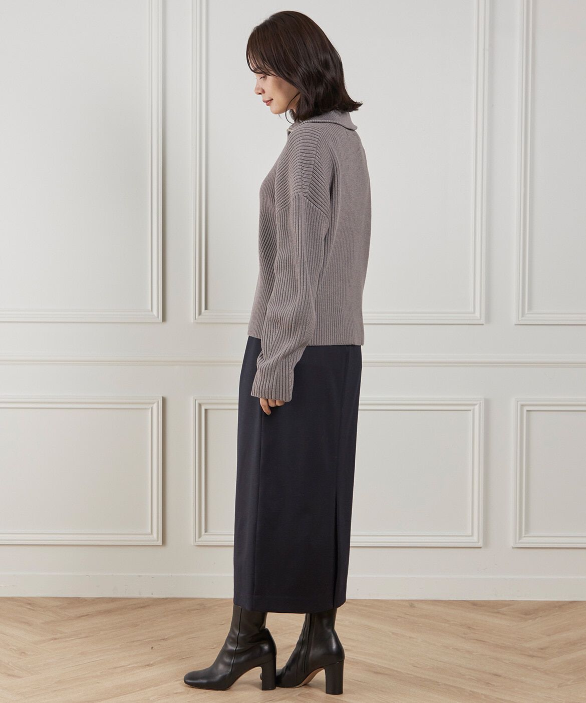 INED「ハーフジッププルオーバーニット」|ニット・セーター|