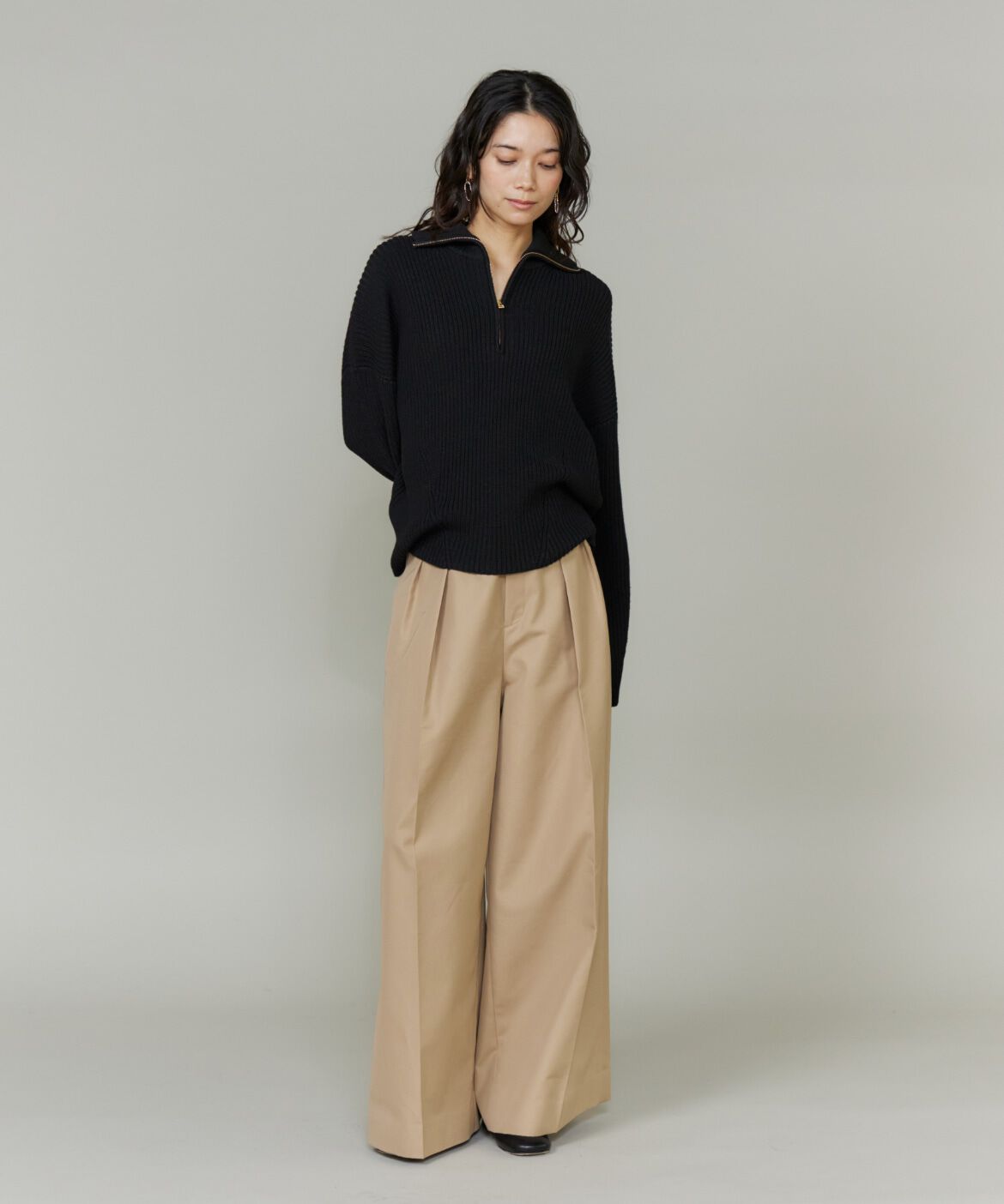 INED「ハーフジッププルオーバーニット」|ニット・セーター|