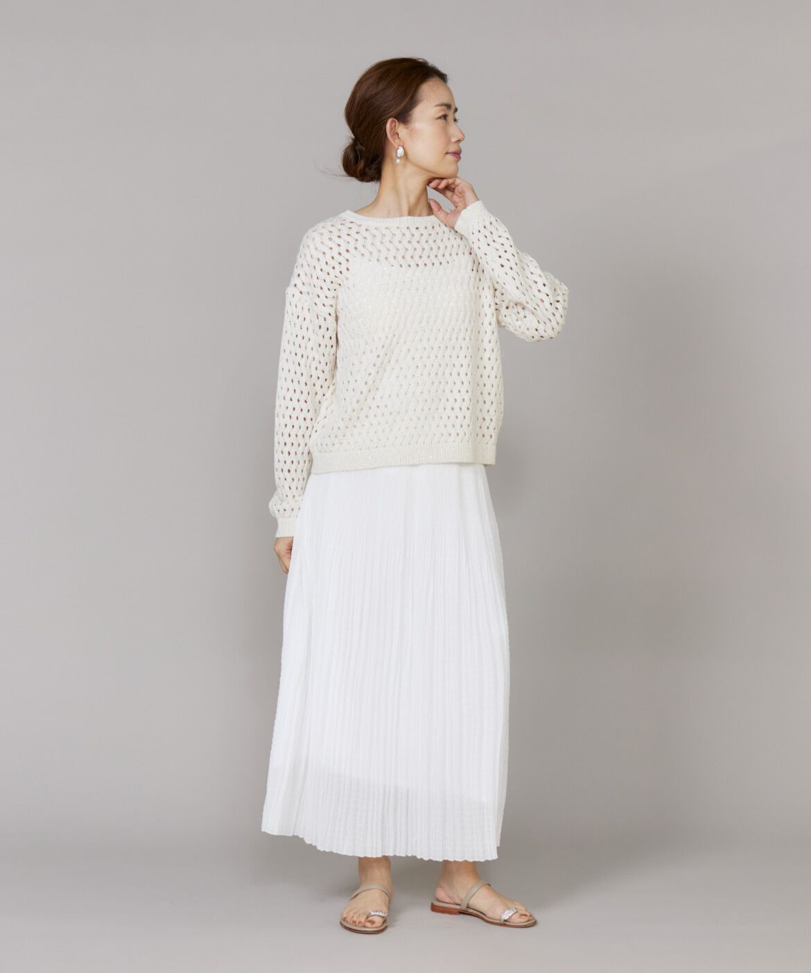 Le Souk「透かし柄ボートネックプルオーバー」|ニット・セーター|