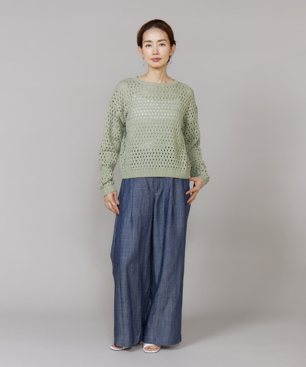 Le Souk「透かし柄ボートネックプルオーバー」|ニット・セーター|