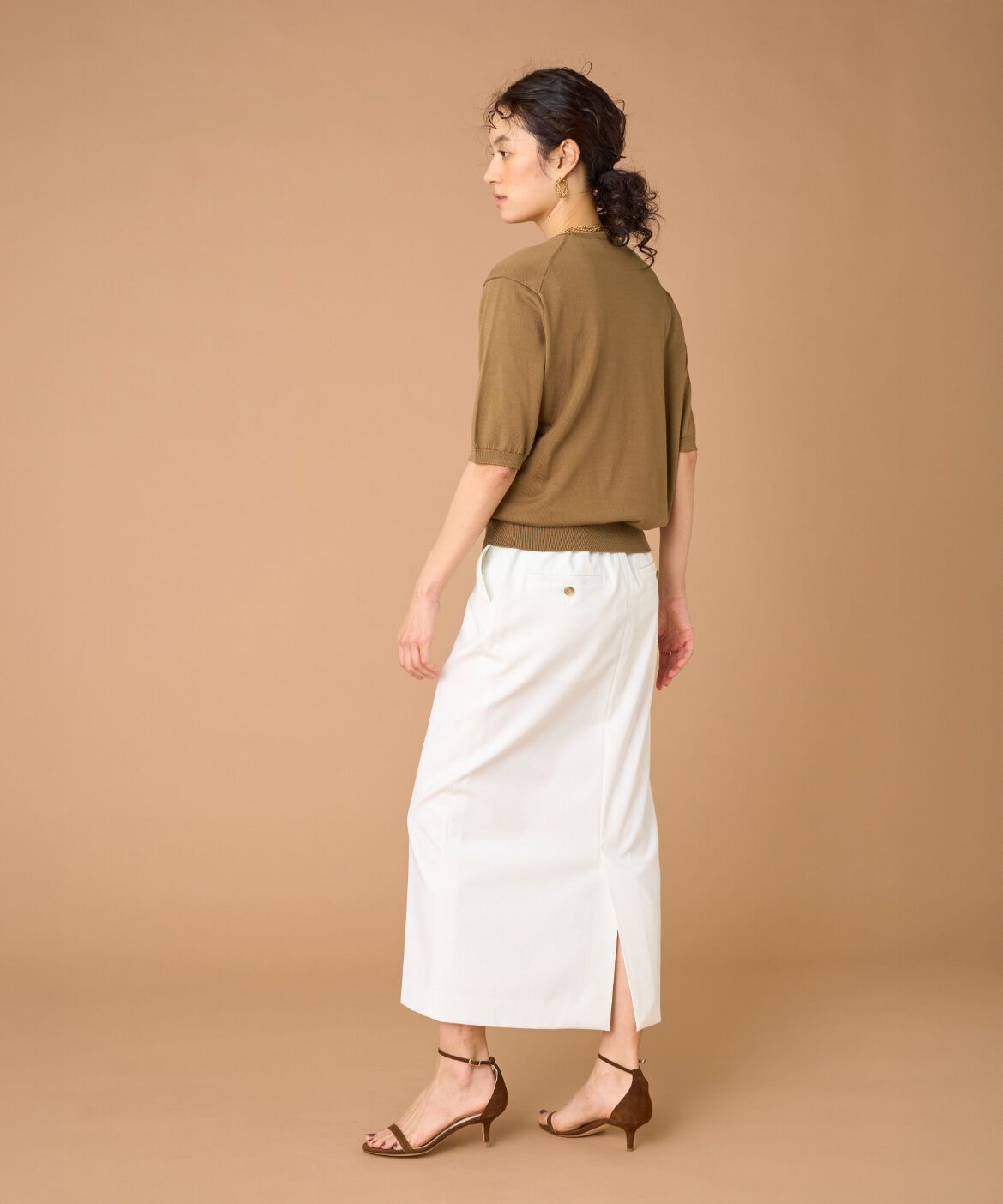 INED「FF30ゲージクルーネック5分袖ニット」|ニット・セーター|