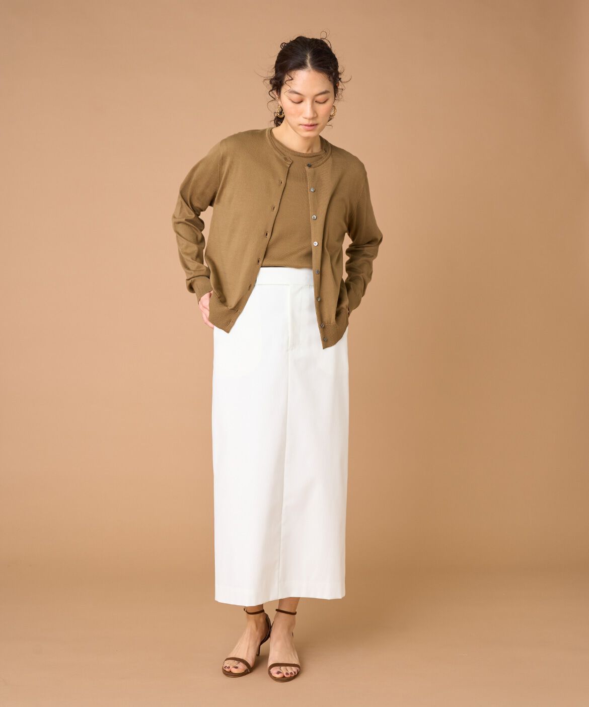 INED「FF30ゲージクルーネック5分袖ニット」|ニット・セーター|