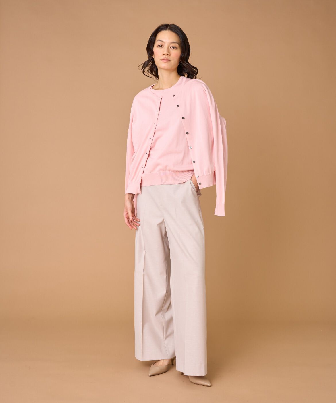 INED「FF30ゲージクルーネック5分袖ニット」|ニット・セーター|