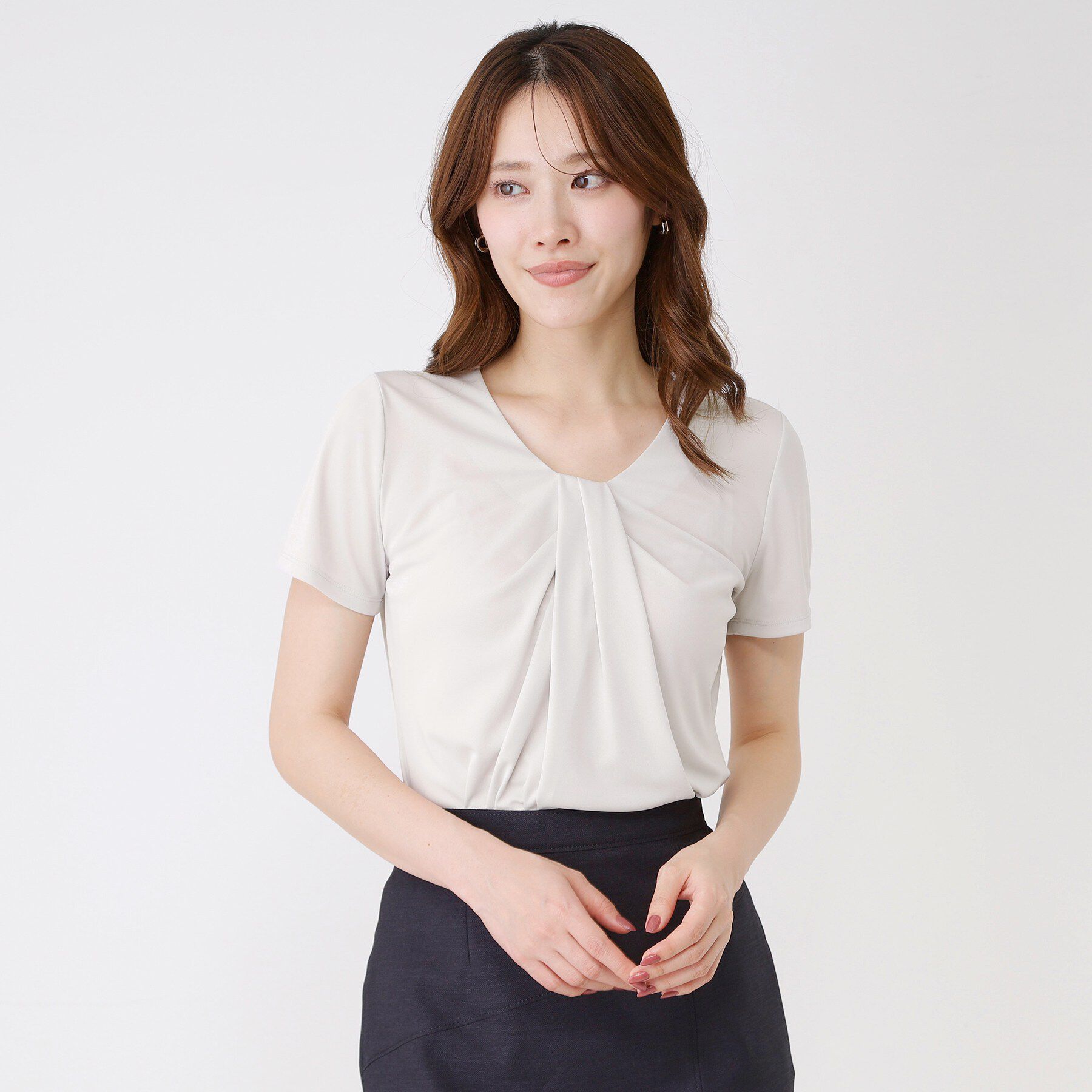 COUP DE CHANCE「【手洗い可／日本製／一枚着／ジャケットイン】タックデザインのジャージートップス」|Tシャツ・カットソー|