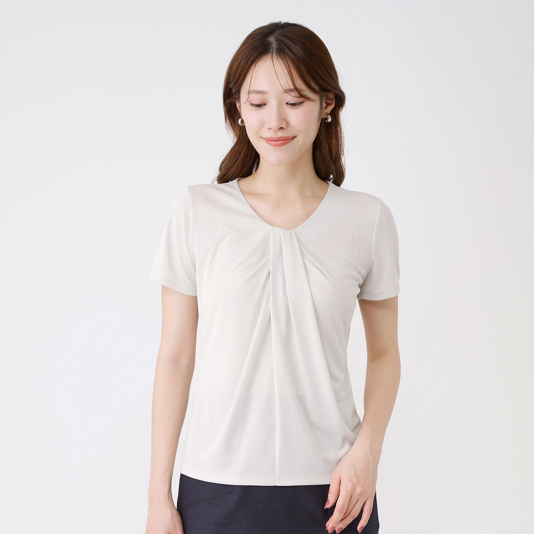 COUP DE CHANCE「【手洗い可／日本製／一枚着／ジャケットイン】タックデザインのジャージートップス」|Tシャツ・カットソー|