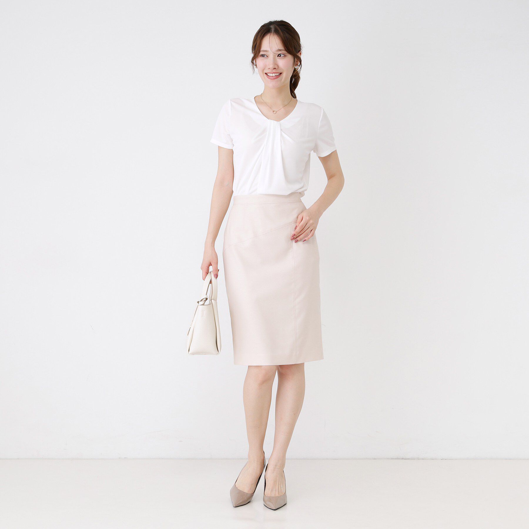 COUP DE CHANCE「【手洗い可／日本製／一枚着／ジャケットイン】タックデザインのジャージートップス」|Tシャツ・カットソー|